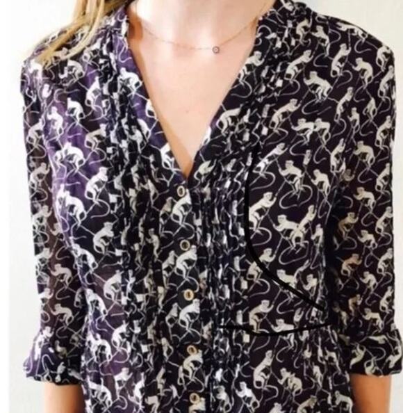 Maeve Tops - Maeve Anthropologie Purple Monkey Button-Up Blouse Size 0